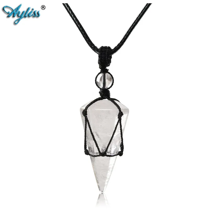 Clear Quartz Ayliss 6 граненный шестигранный остроконечный дюбинг подвеска-Маятник из хрусталя ожерелье натуральные лечебные камни рейки гадания Подвески чакры - Окраска металла: Clear Quartz