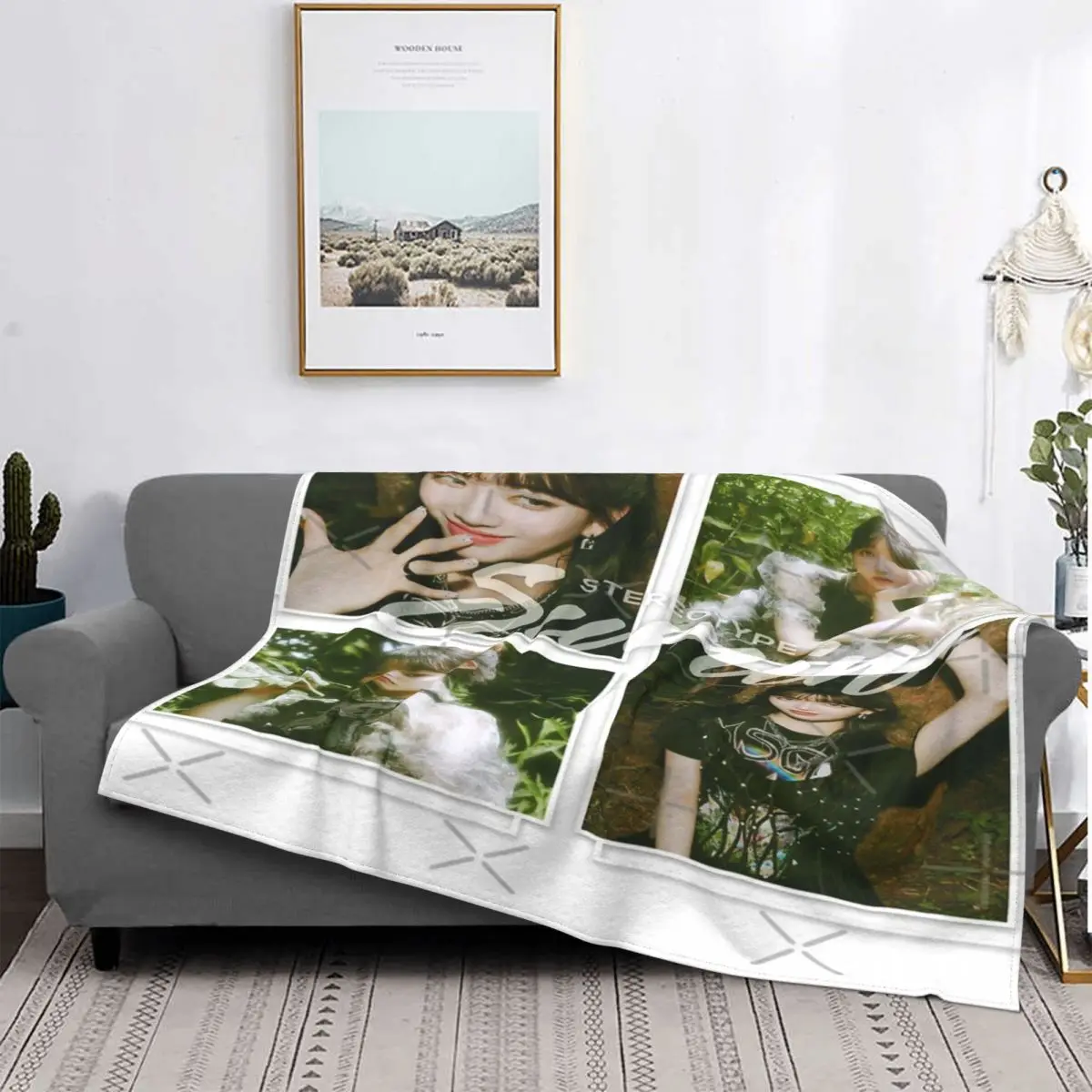 

Stayc-Manta Sumin, colcha para cama, alfombra a квадраros de Anime, manta de пикник, colcha de Пикник