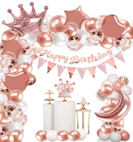 rose gold birthday balloons decoration for children adult birthday party banner foil balloons birthday decoration