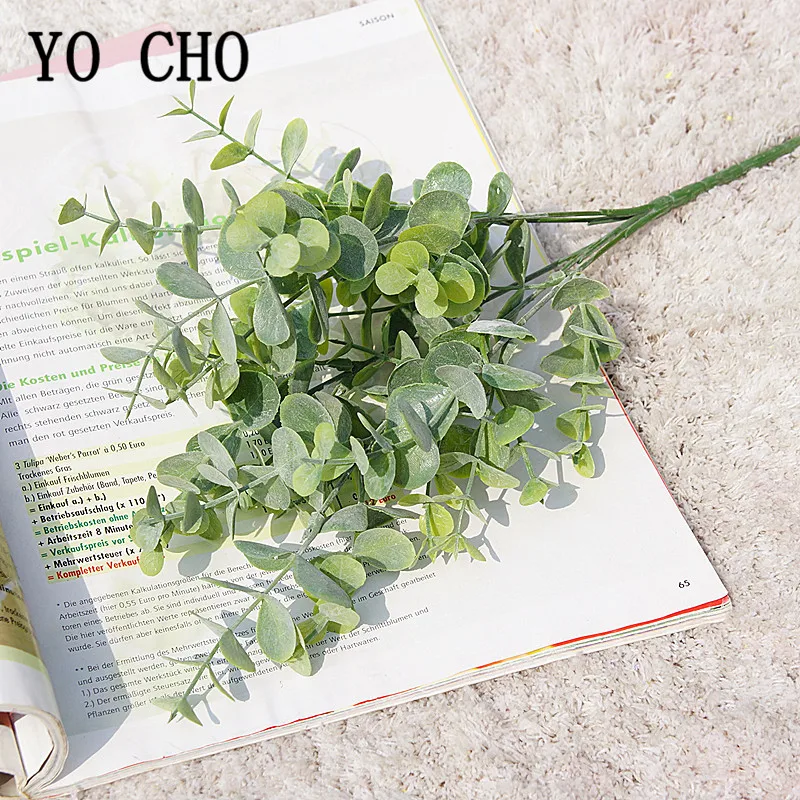 Искусственный эвкалипт YO CHO пластиковое зеленое искусственное для
