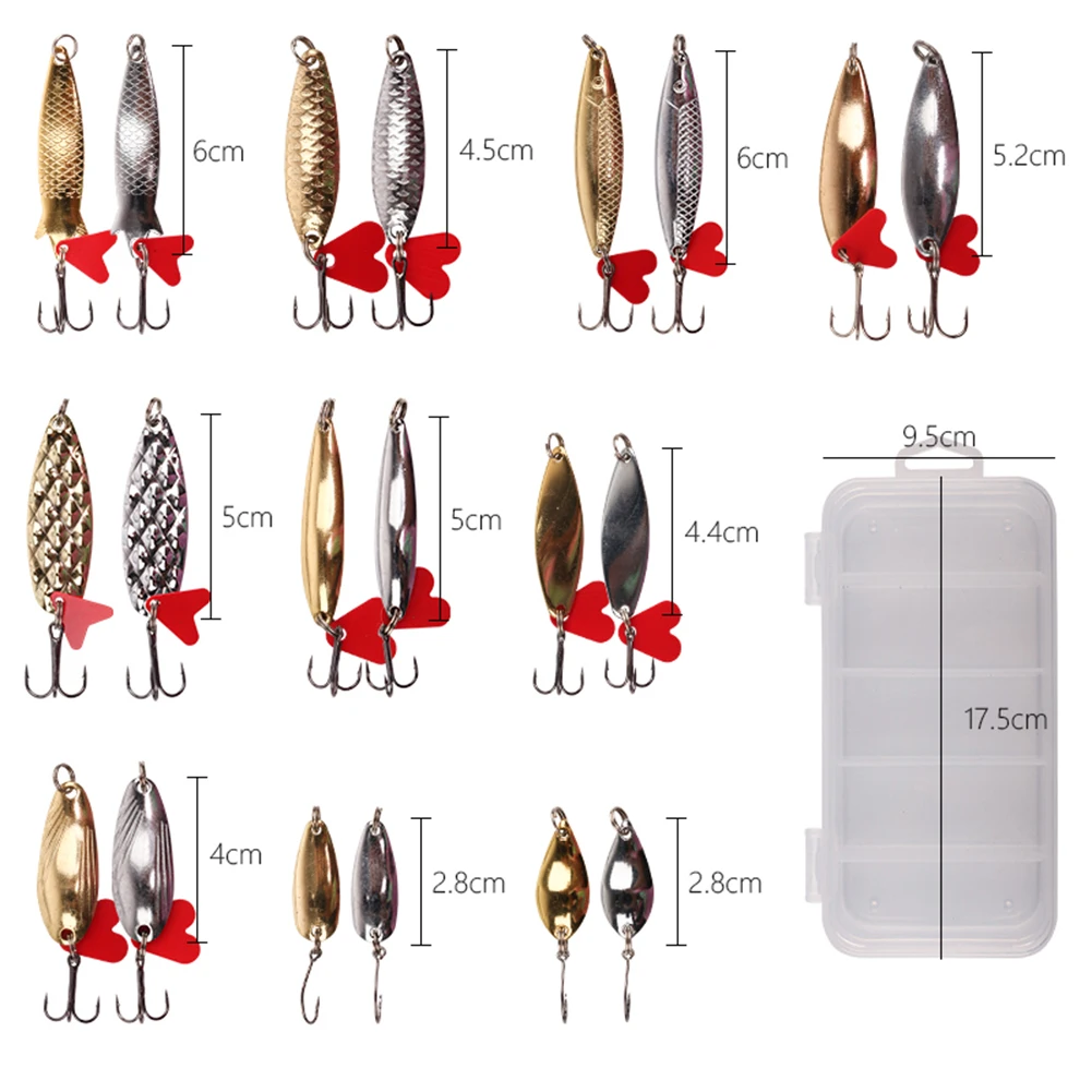 

21PCs Brilliant Metal Jig Spoon Fishing Lure Set Wobblers Kit Pike Spoon Fishing Tackle Pesca Isca Artificial Bait