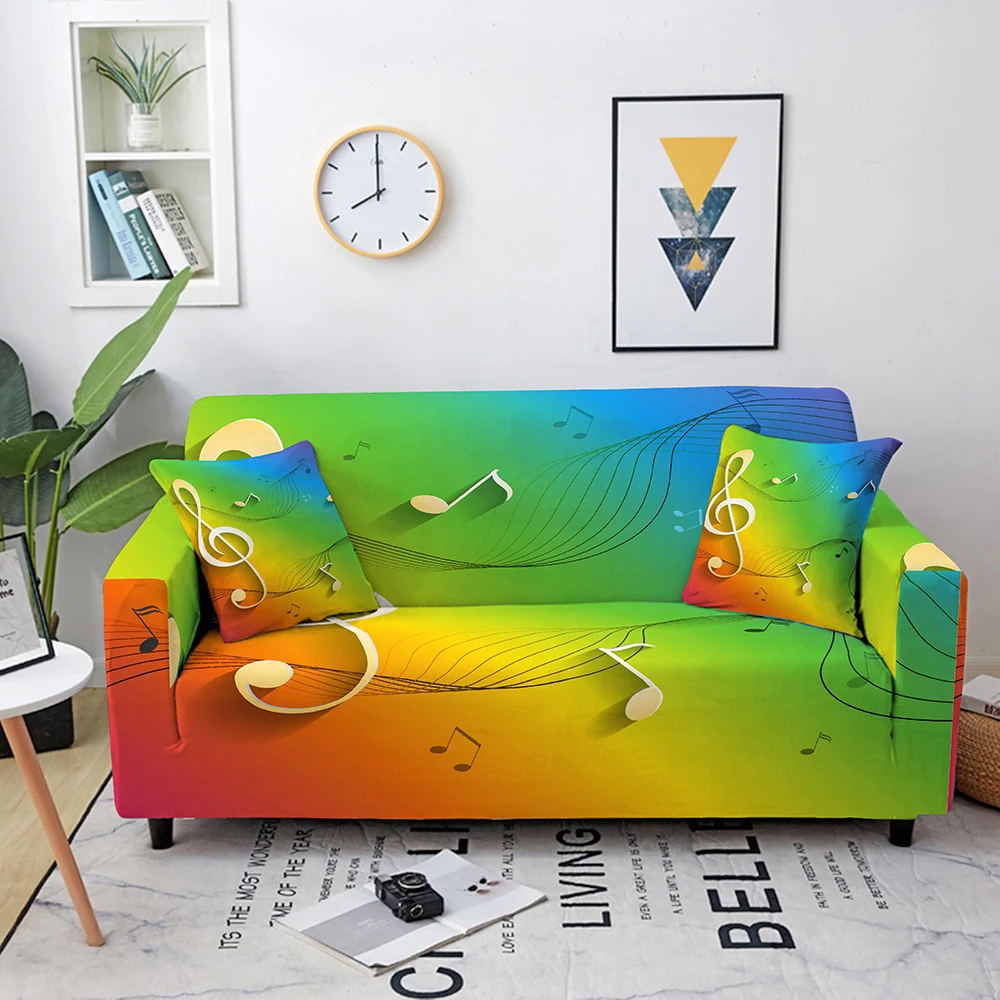 

Modern Elastic Music Symbol Print Sofa Cover for Room Living Furniture Armchair L Shape Sectional 1/2/3/4 Seater