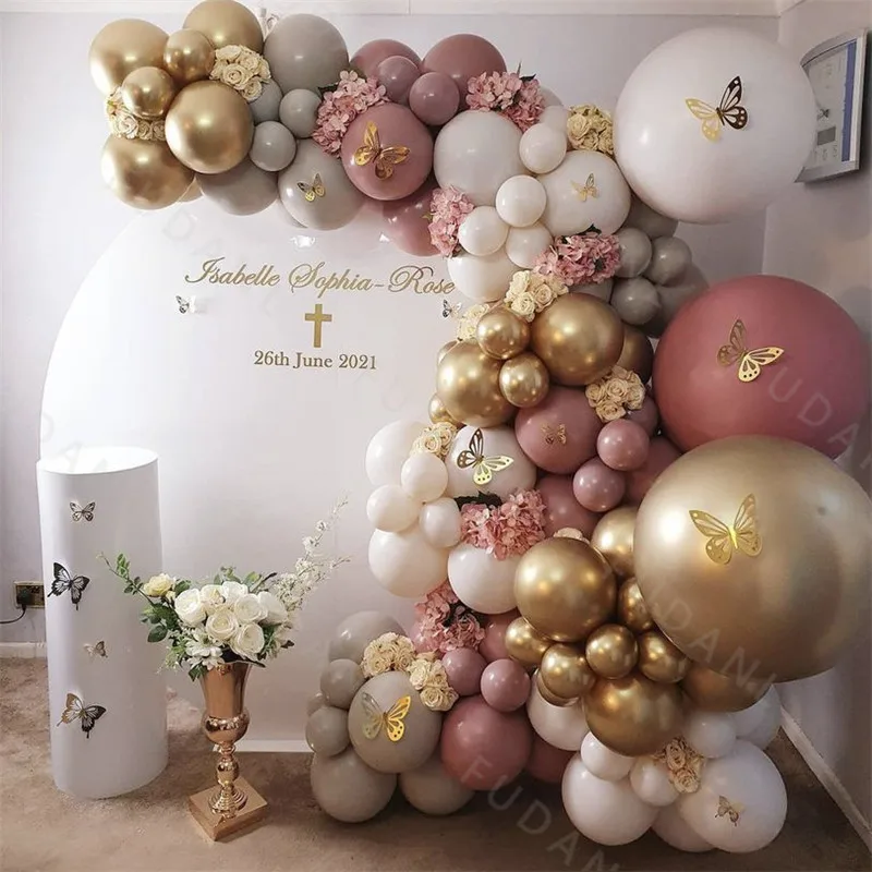 110 шт./лот комплект в стиле ретро с розовой арочной гирляндой набор воздушных