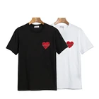 Хлопковая футболка с коротким рукавом для мужчин и женщин, рубашка в стиле Харадзюку с круглым вырезом, с двойным сердечком и пальмовыми ангелами, красная