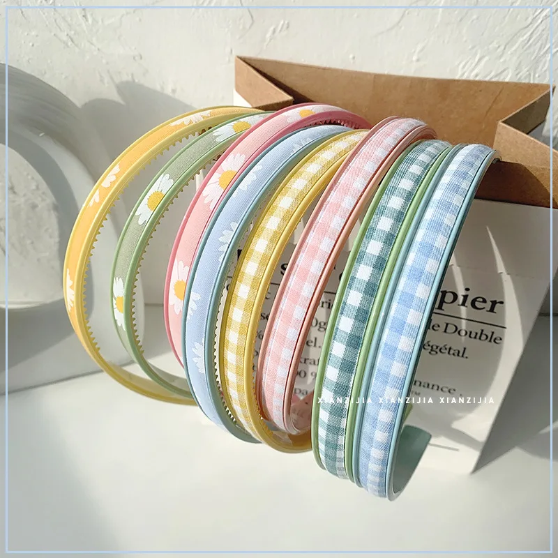 

Hairlyah New Fashion Hair Roop Girl Small daisie Plaid Color HairTiesScrunchie Headband Holder Hair Hoop Hair Band Accessories