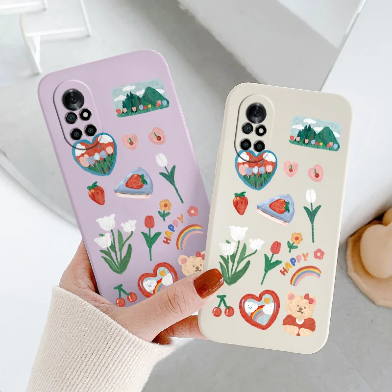

Strawberry Cake Liquid Silicone Case For Huawei Nova 8 7 Pro SE 6 SE 5 Pro 5Z 5I 5Ipro 5T 4 4E Ultra Thin Phone Back Cover