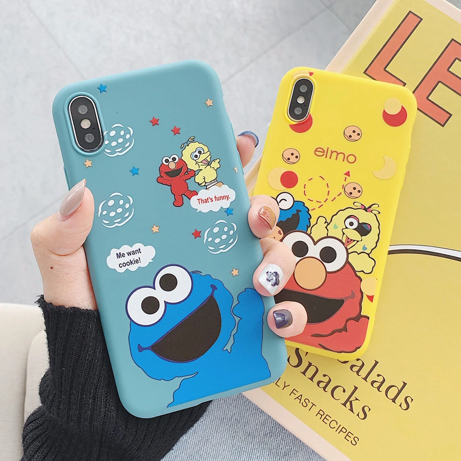Чехол Улица Сезам для iPhone XR XS Max X 11 Pro 8 7 6S 6 Plus 5 5S SE 11Pro печенье Элмо мягкий