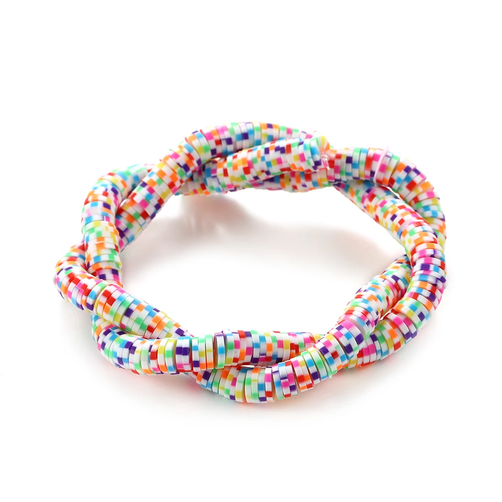 

15Inch 8mm Flat Round Polymer Clay Beads Chip Disk Loose Spacer Beads For DIY Jewelry Making Bracelet Handmade Beads