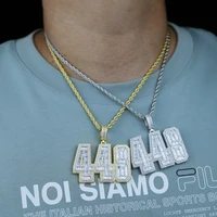 men hip hop 448 number pendant necklace with 61cm rope chain iced out bling hip hop necklaces male fashion punk jewelry