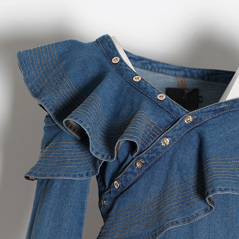 TWOTWINSTYLE Лоскутные Асимметричные женские Комбинезоны на одно плечо с длинным