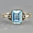 Очаровательный Женский комплект колец с синим кристаллом и камнем Роскошные Большие серебряные обручальные кольца для женщин винтажные Свадебные квадратные обручальные кольца