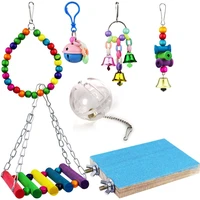 7pcs bird chew toy multipurpose cage hanging toy parrot perch bird swing toy bird training accessories pet supplies