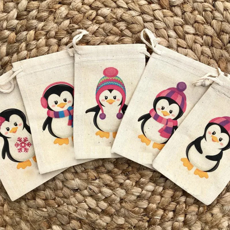 5-teilige Pinguin-Süßigkeiten-Goodie-Schokoladen-Leckerli-Tasche mit Winterwunderland-Motiv für Mädchen, Jungen, Babyparty, Geburtstagsparty-Dekoration, Gastgeschenk – Detail 1