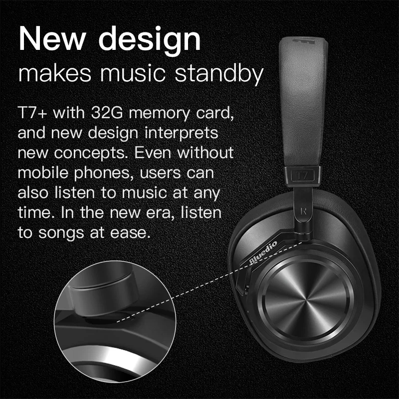 Bluedio T7 Plus, bluetooth-наушники с функцией активного шумоподавления, беспроводная гарнитура для телефонов, поддержка слота для sd-карт