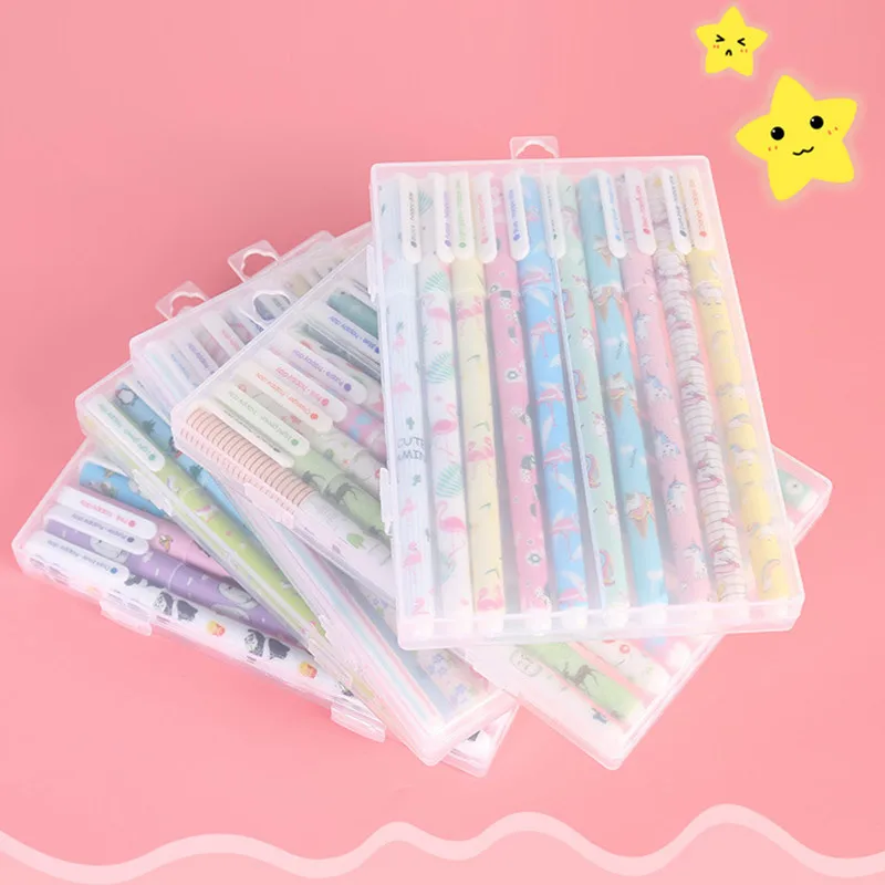 10 шт. корейские кавайные канцелярские ручки Цветочная гелевая ручка черная 0 5 мм