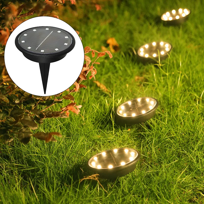 10Leds Solar Powered Disk Lights Pathway Outdoor Waterproof Garden Landscape Lighting for Yard Deck Patio | Освещение