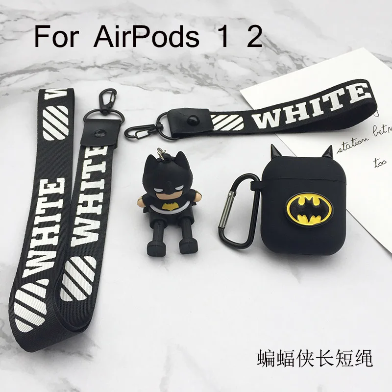 AirPods 1 2-1 Чехол для наушников с героями мультфильмов «Железный человек», «Капитан Америка» для Apple AirPods Pro 1 2 i13 TWS, силиконовый чехол, брелок, кабель, «Человек-паук», подставка - Цвет: AirPods 1 2-1