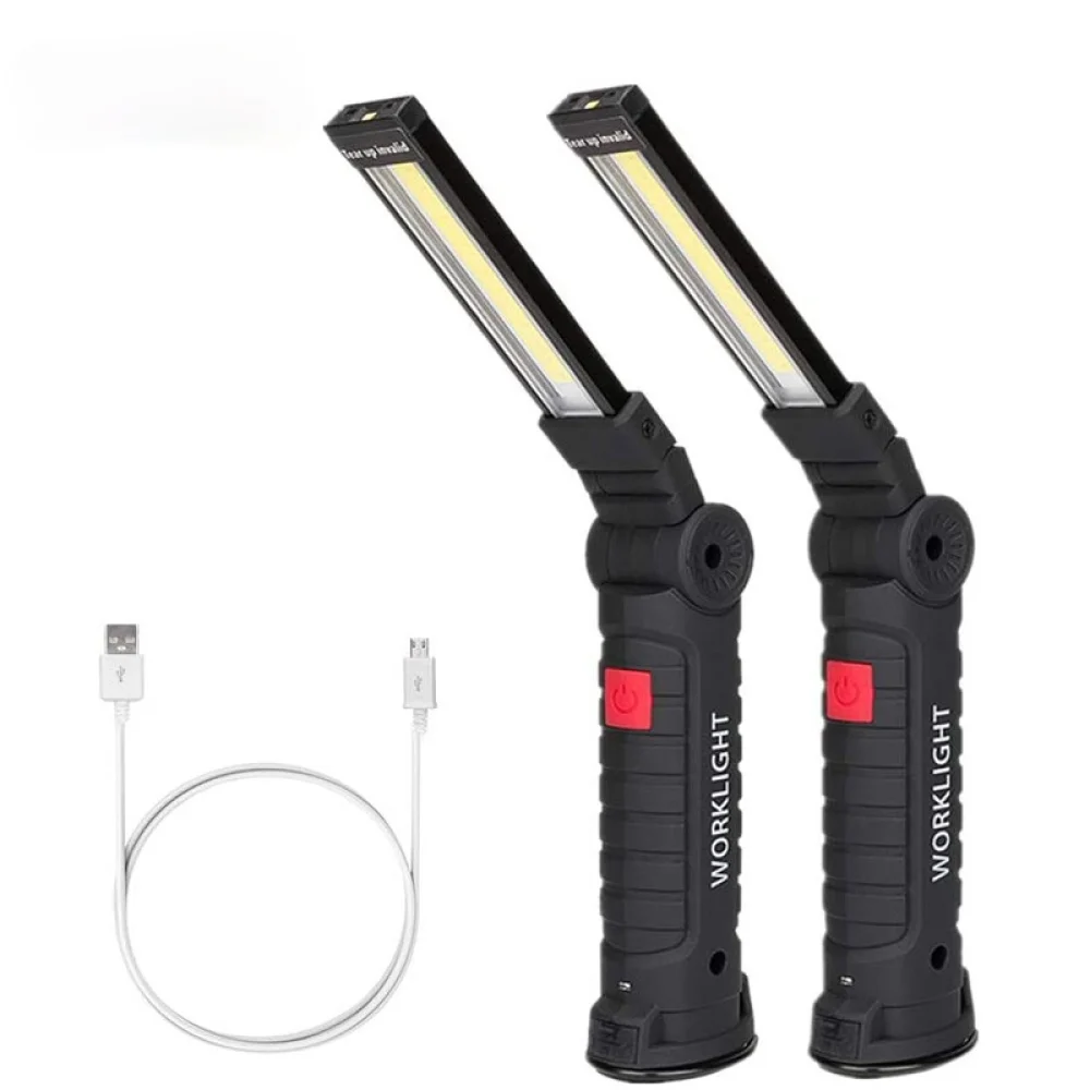 

USB Rechargeable With Built-in Battery Set Multi Function Folding Work Light COB LED Camping Torch Flashlight