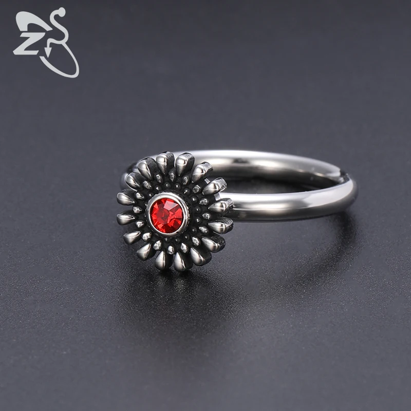 

ZS Men Punk Rings Gothis Flower Rotating Ring Hip Hop Finger Bands Cubic Zirconia Jewelry Accessories for Men
