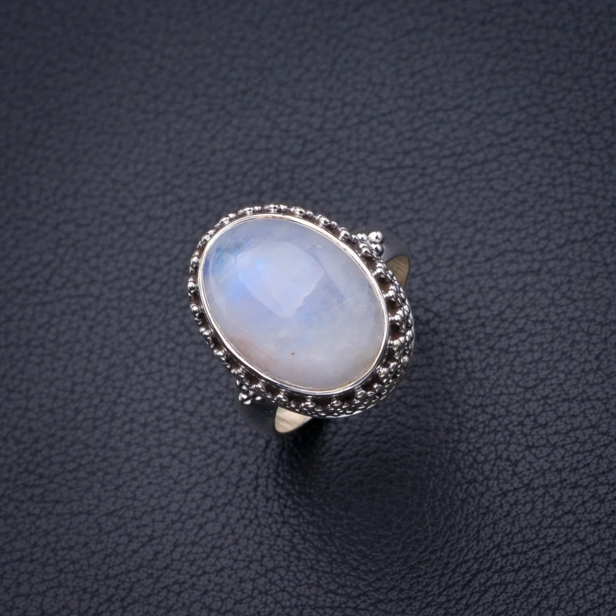 

StarGems Natural Rainbow Moonstone Handmade 925 Sterling Silver Ring 8.5 D4103