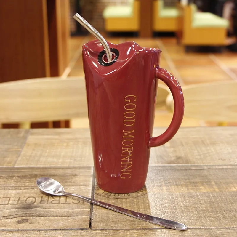 Кофейные кружки розовые керамические креативные чашки для молочного сока и