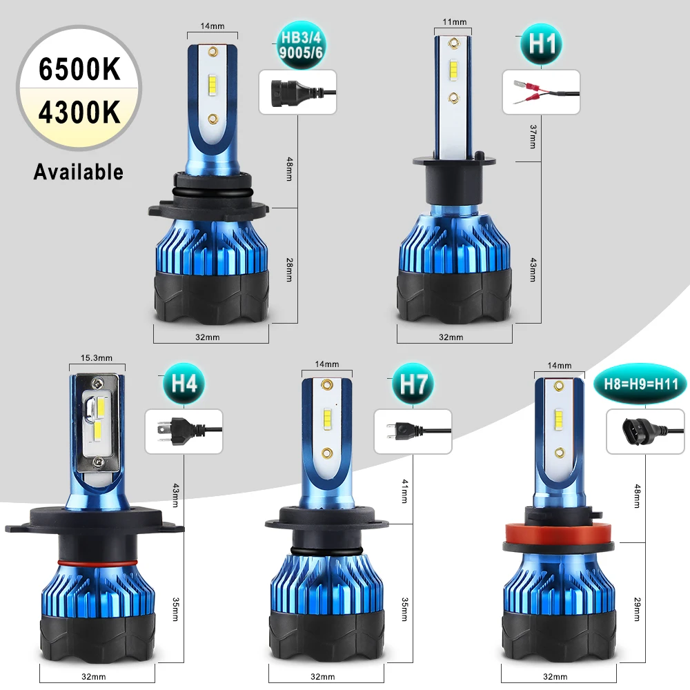 BraveWay 12000LM супер яркий Автомобильный светодиодный H4 фар H7 H8 H9 H11 HB3 HB4 авто лампа предметы мини Размеры H1 светодиодный ламп 60W 12V 24V 6000K