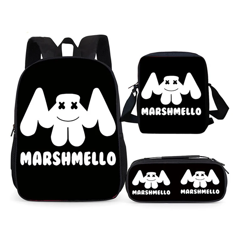 LUOBIWANG 3 шт. комплект Marshmello рюкзак школьные сумки для подростков мальчиков и девочек Водонепроницаемый школьный студенческий рюкзак для детей - Цвет: Marshmello set4