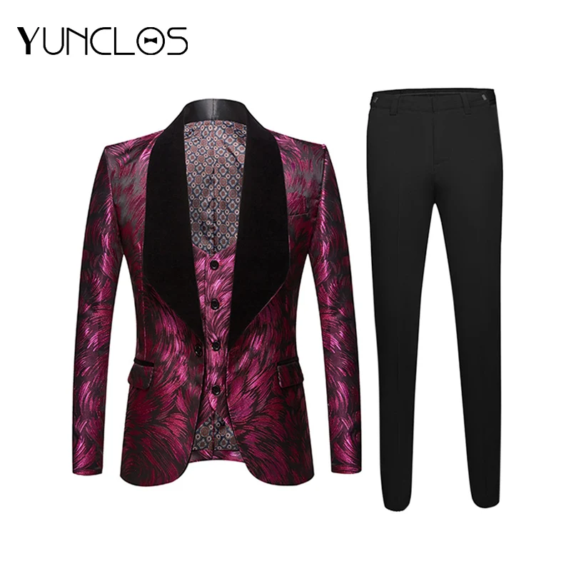 Мужской костюм из 3 предметов (пиджак + жилет брюки) жаккардовый Костюм