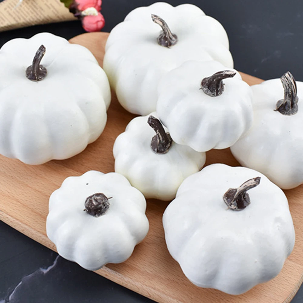 12 шт Хэллоуин Искусственные белые тыквы урожая осенние украшения на День