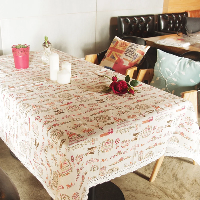 Скатерть с рисунком праздничная скатерть кружевными краями домашний чехол для