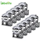 Labelife 10 шт. SS12KW LC-4WBN совместим с Epson LabelWorks LK Tape Standard 12 мм черный на белом LW-300,LW-400 производитель этикеток