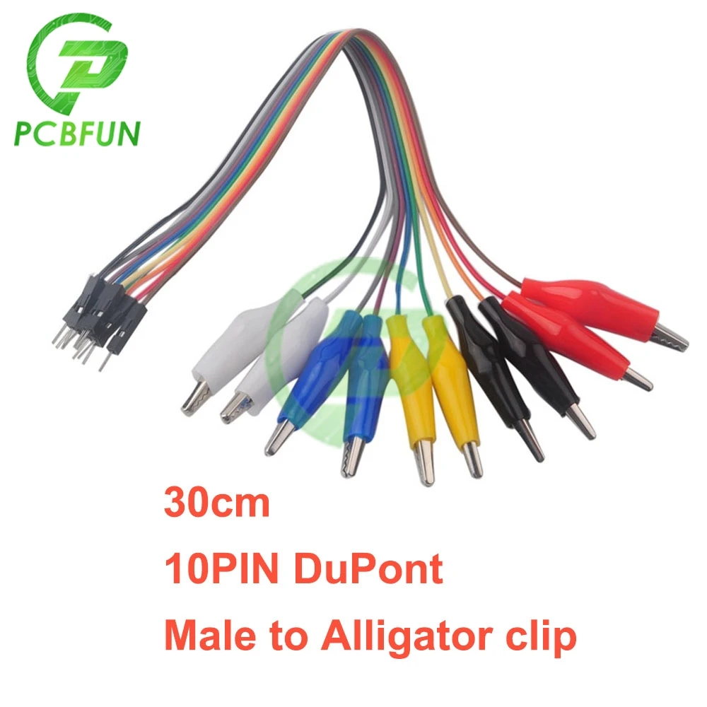 20cm 30cm 10 Pin Dupont Line Double-end Alligator Clips Jumper Wire Male Female Crocodile Clip Test Lead Jumper Wire Line Cable