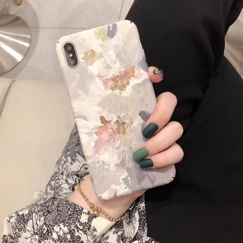 retro simple oil painting cover colors art phone case for iphone 11 pro xs max case for coque iphone 7 7plus 6s 8 plus x xr case free global shipping