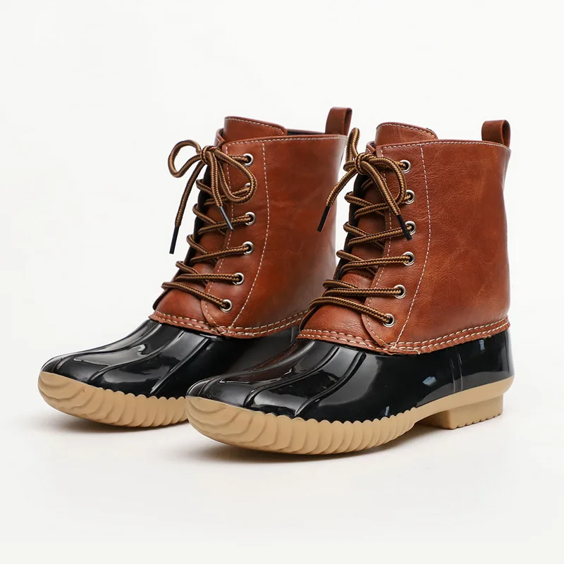 Женские непромокаемые сапоги до середины голени на шнуровке зиму и Рождество 2019 |