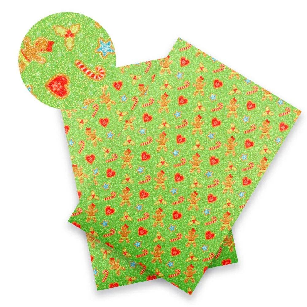 Блестящая ткань 22 см х 30 праздничный узор блестящий лист Рождественская тема