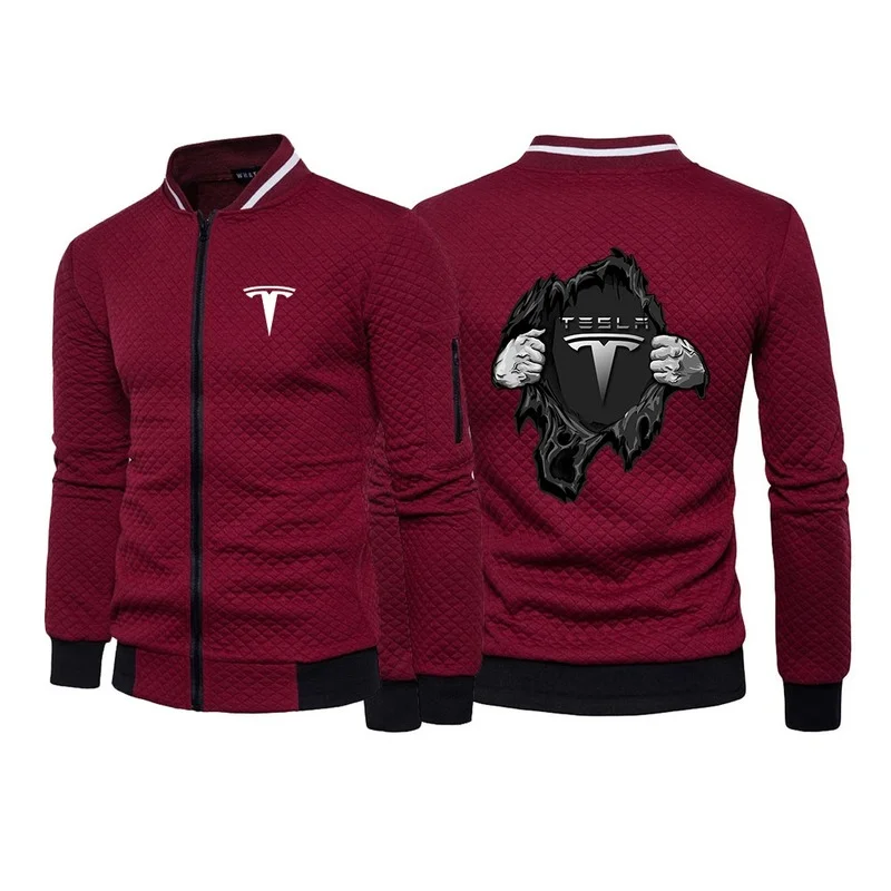 Толстовка мужская зимняя на молнии с надписью Tesla и логотипом автомобиля |