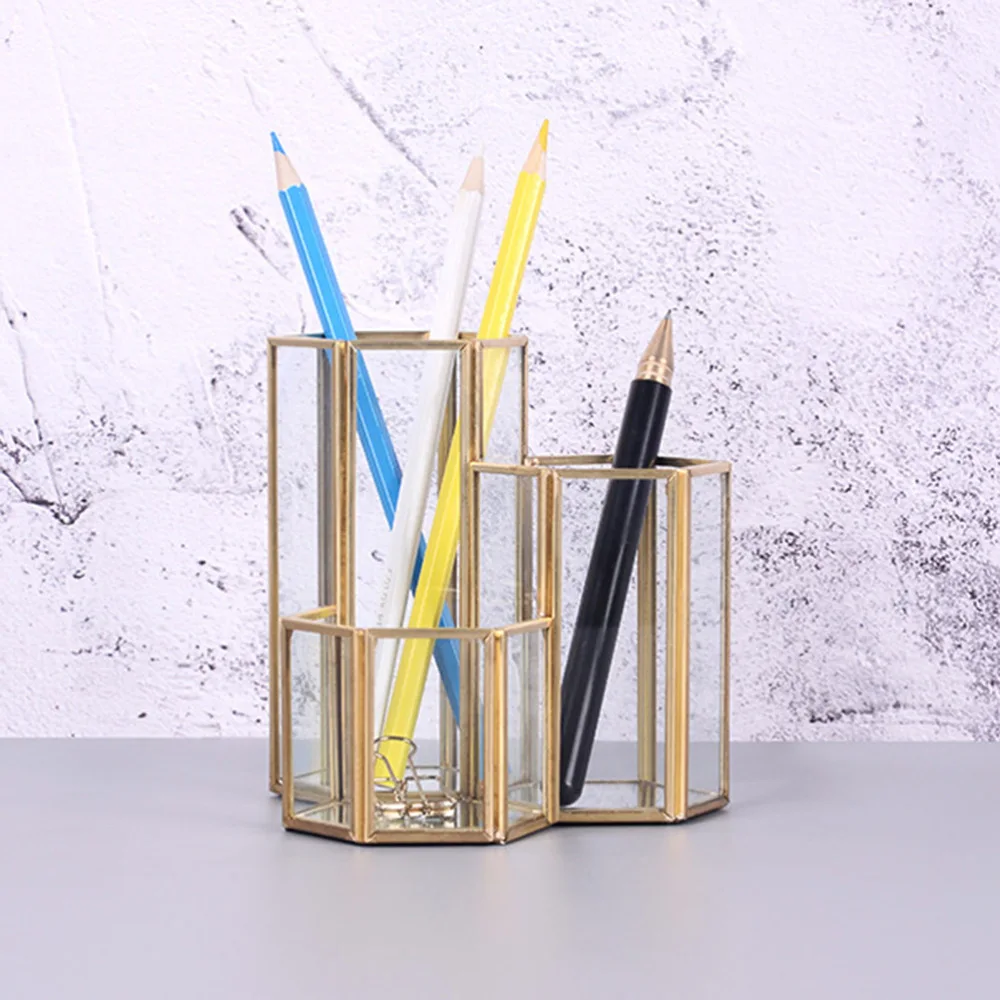 

Nordic Ins Hexagonal Tabletop Storage Pen Holder Gold Desktop Pen Holder Accessories Stationery Organizer