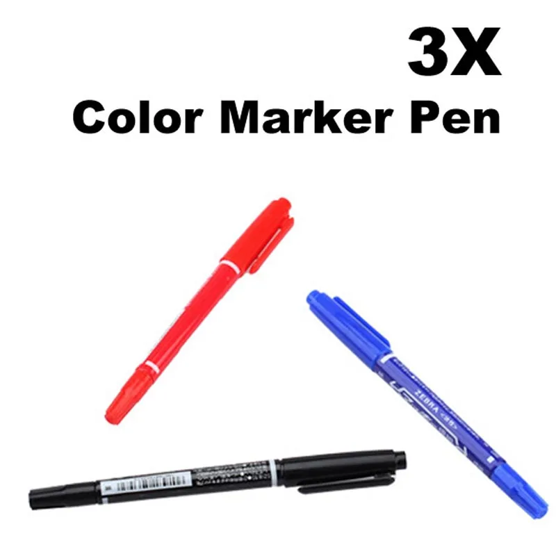 3 Pcs/Set CD-R DVD-R Media Disc Double Head Marker Pen Writing Student marker School office Stationery Supplies | Канцтовары для