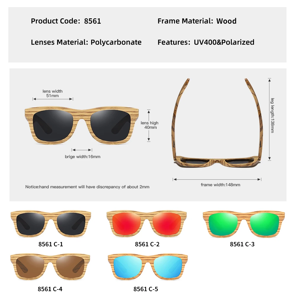 Деревянные солнцезащитные очки GM Zebra мужские и женские роскошные ручной работы