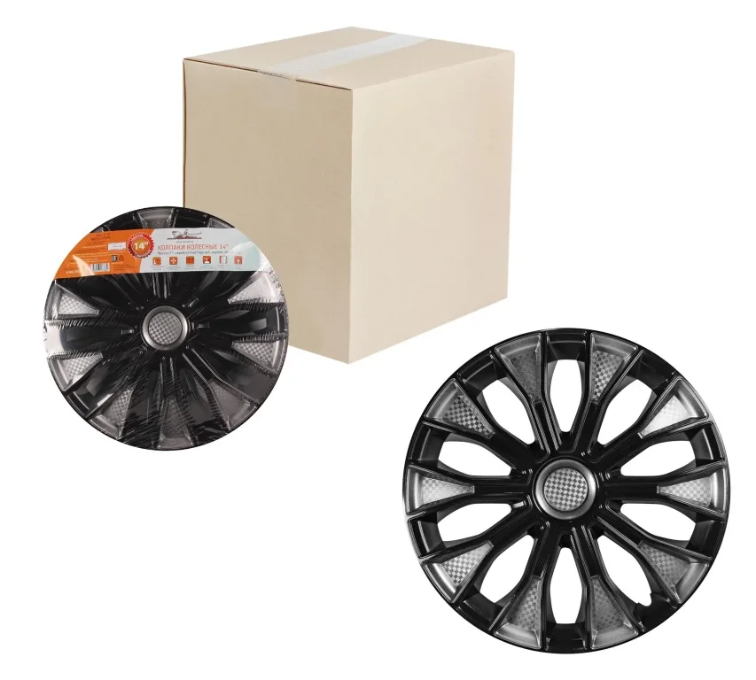 Колпаки колесные 16&quot &quotВолтек Т&quot серебристый/черный карбон компл. 2 шт. AIRLINE AWCC