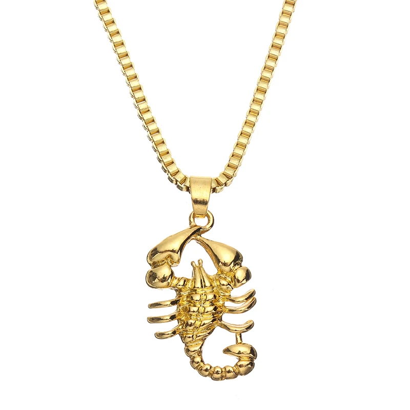 

Shellhard Men Hip Hop Jewelry Scorpio Long Chain Gold Color Scorpion Pendant Necklace for Men Punk Rock Jewelry Gift