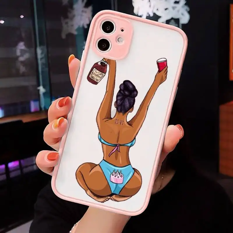 

MAKE MONEY Not Friends Kash Afro Black Girl Phone Case Matte Transparent for iPhone 7 8 11 12 s mini pro X XS XR MAX Plus funda
