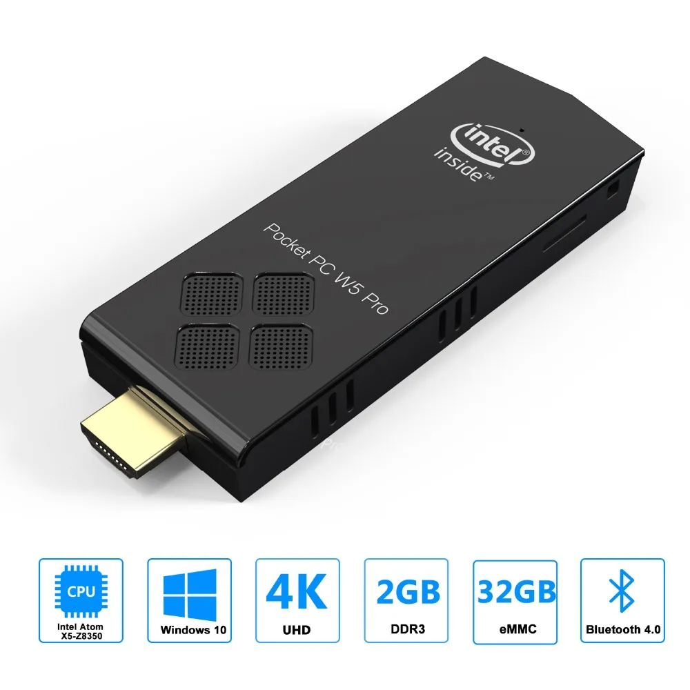 

W5 PRO Windows 10 Mini PC TV Stick Computer Intel Z8350 2GB 4GB RAM 32GB 64GB ROM 2.4G/5G WiFi BT4.0 4K HD Media Player
