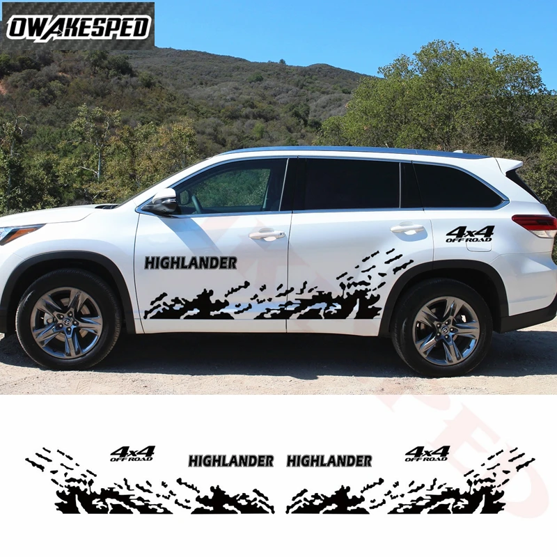 

Splash Water Grahpics Stickers For-Toyota Highlander Auto Body Door Side Decor Vinyl Decals 4X4 Off Road Stripes