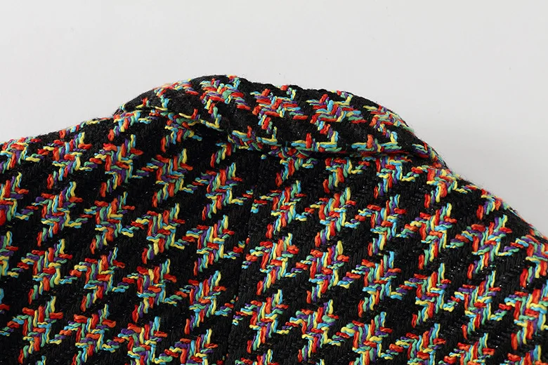 

2020 Top End Woolen Blazer Women's Jacket Houndstooth Double-Breasted Tweed Woolen Double-Breasted Suit Cropped Jacket AS1844