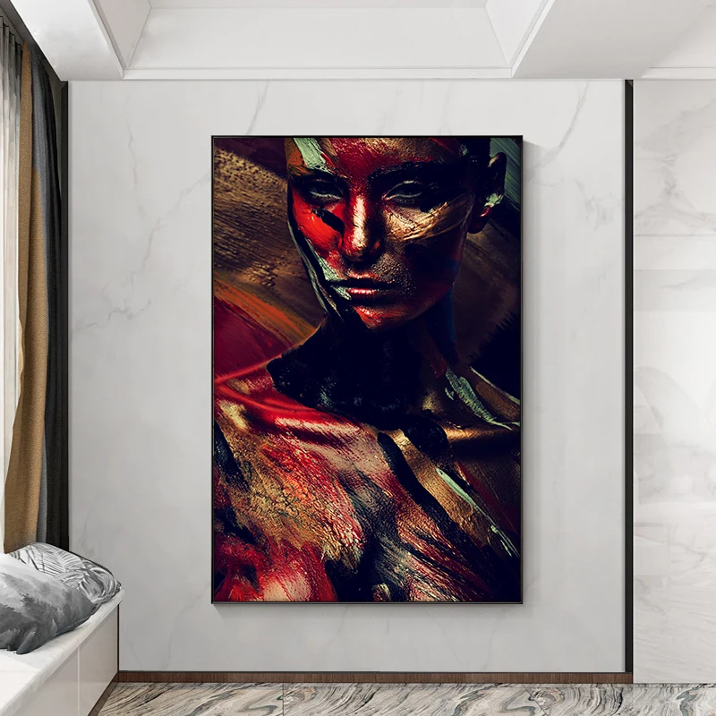 Черный Африканский телесный камуфляж Женская картина маслом на холсте Постер и