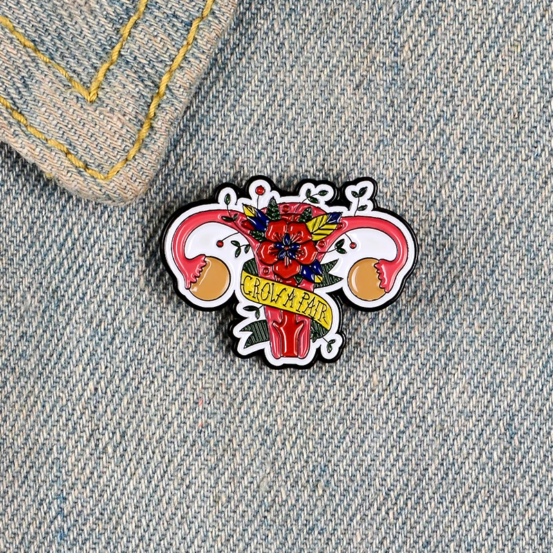 Feminism Hurray ! Cartoon Flowers Uterus Enamel pins Girl power Women' Rights Feminist Jewelry Brooches Badge Lapel pin For Gift |