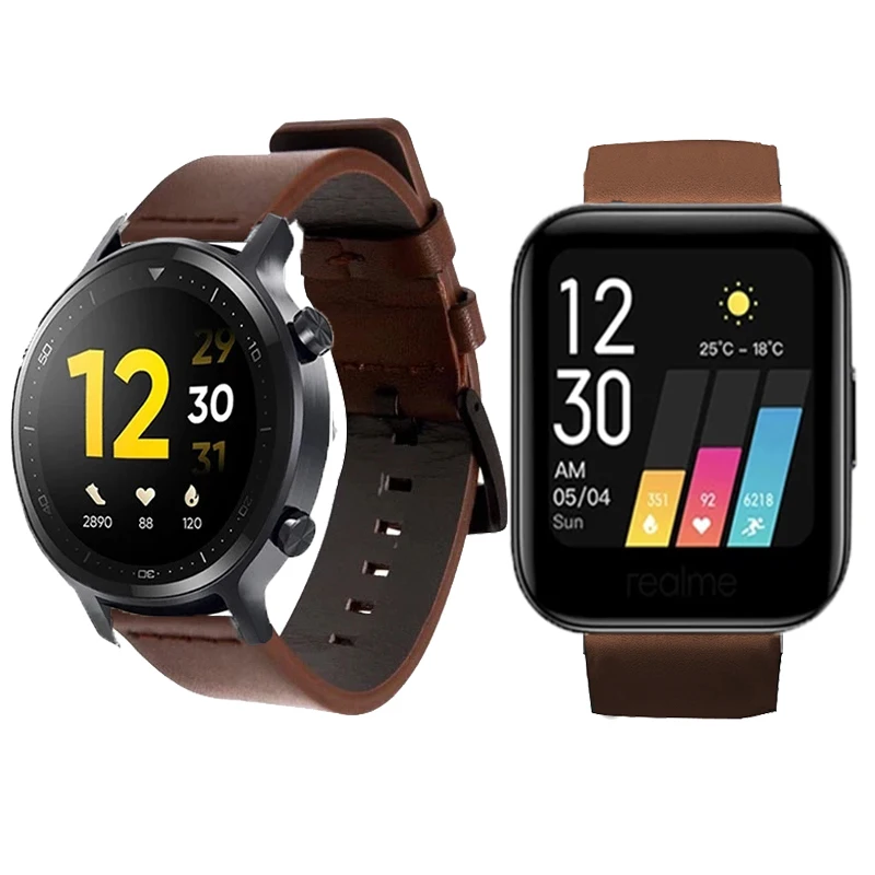 

Ремешок для часов Realme Watch 2/S pro, браслет из натуральной кожи для смарт-часов Amazfit Stratos 3 GTR 2/2E/47 мм, аксессуары для часов, 22 мм
