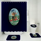 4 штуки приключение Тинтин Душ наборы штор мультфильм ковер с аниме пьедестал коврик крышка унитаза коврик для ванной набор для ванной