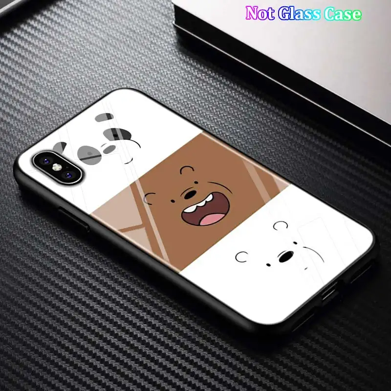 Black Cover Cute Bare Bears for iPhone 11 11Pro X XR XS Max for iPhone 8 7 6 6S Plus 5S 5 SE Glossy Phone Case - Цвет: Style 09